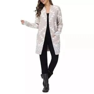 Frye Comfy Cozy Aztec Print Cardigan Oatmeal Combo Womens Large